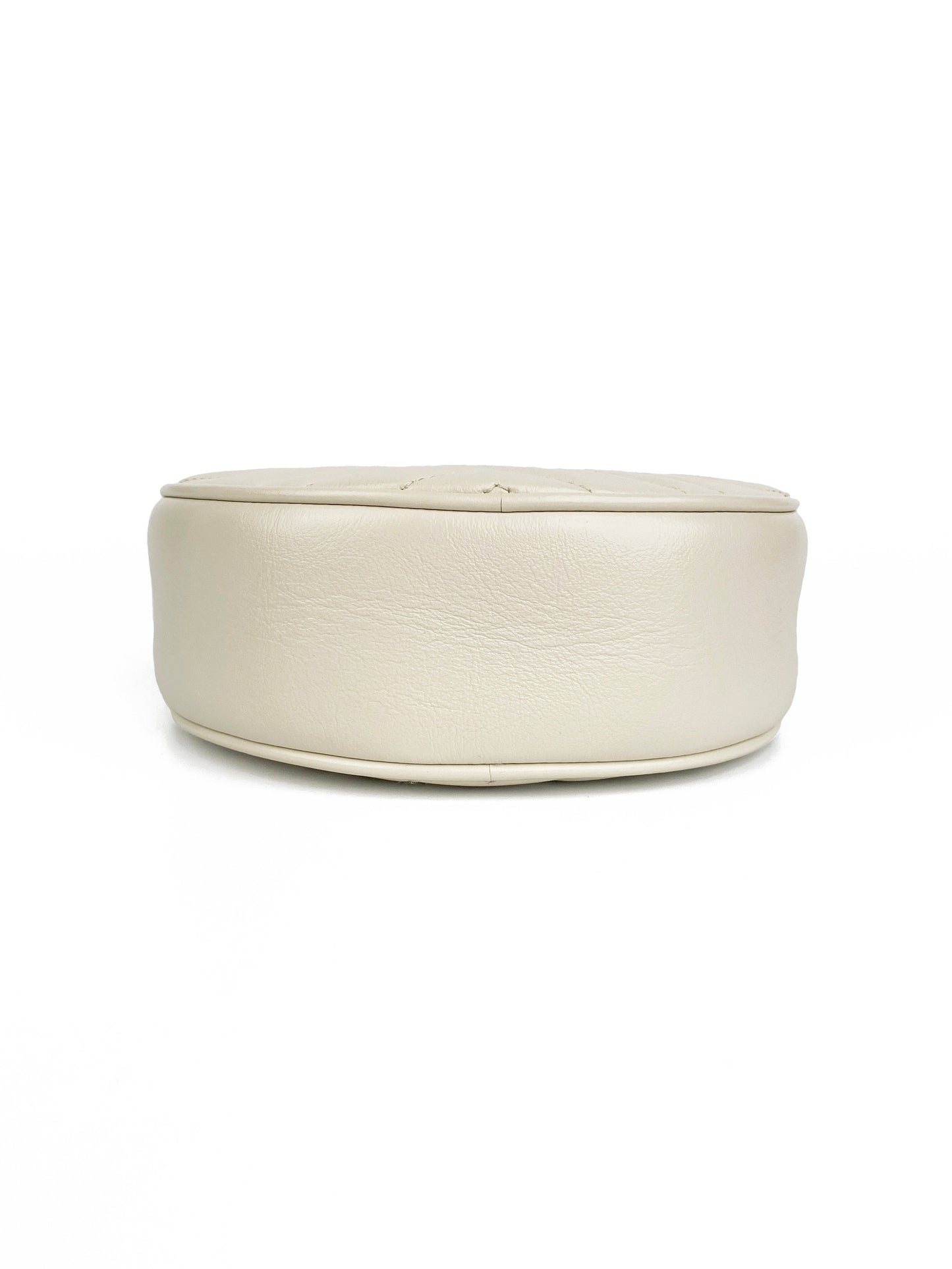Gucci White Mini Round Marmont Shoulder Bag