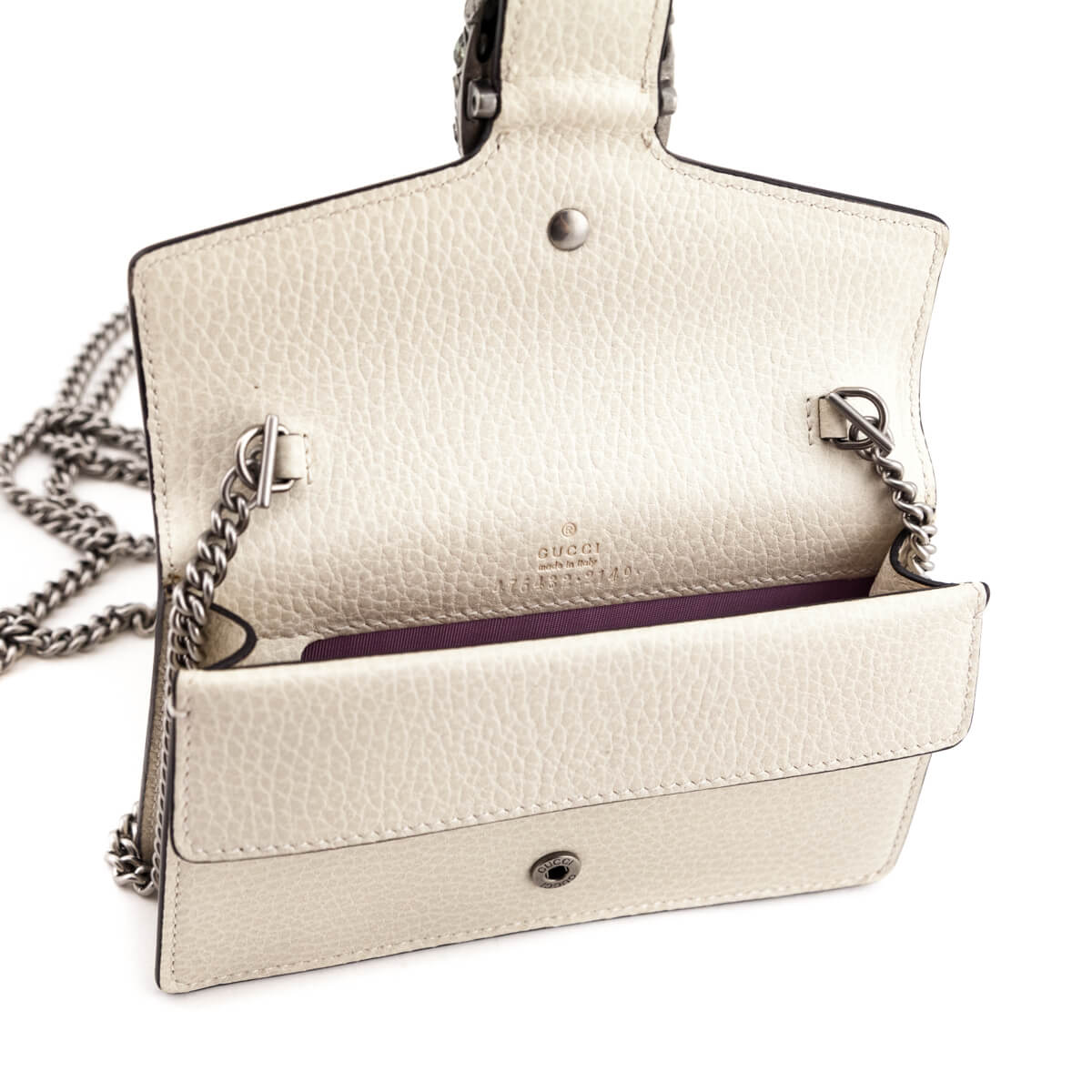 Gucci White Leather Super Mini Dionysus