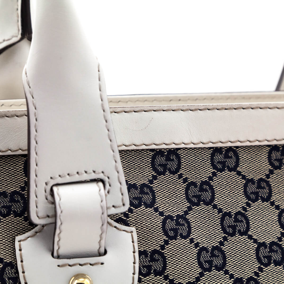 Gucci White & Navy Monogram Web Tote