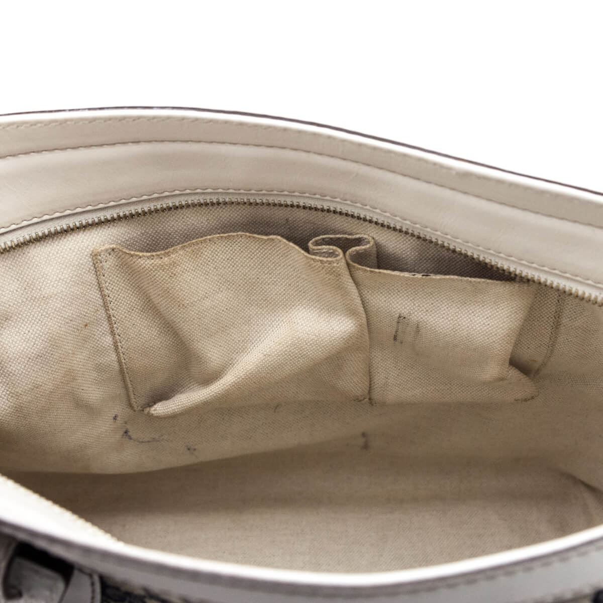 Gucci White & Navy Monogram Web Tote