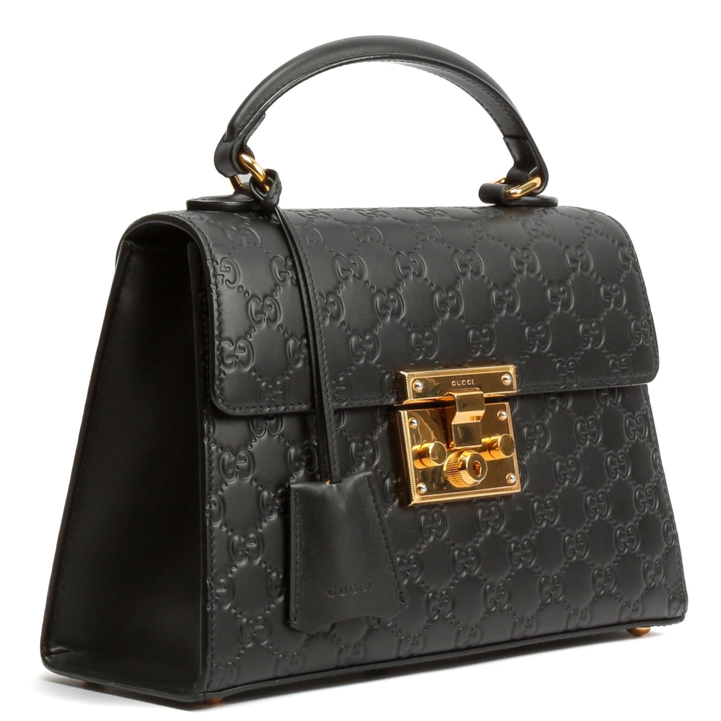 GUCCI Guccissima Top Handle Padlock Bag - Black