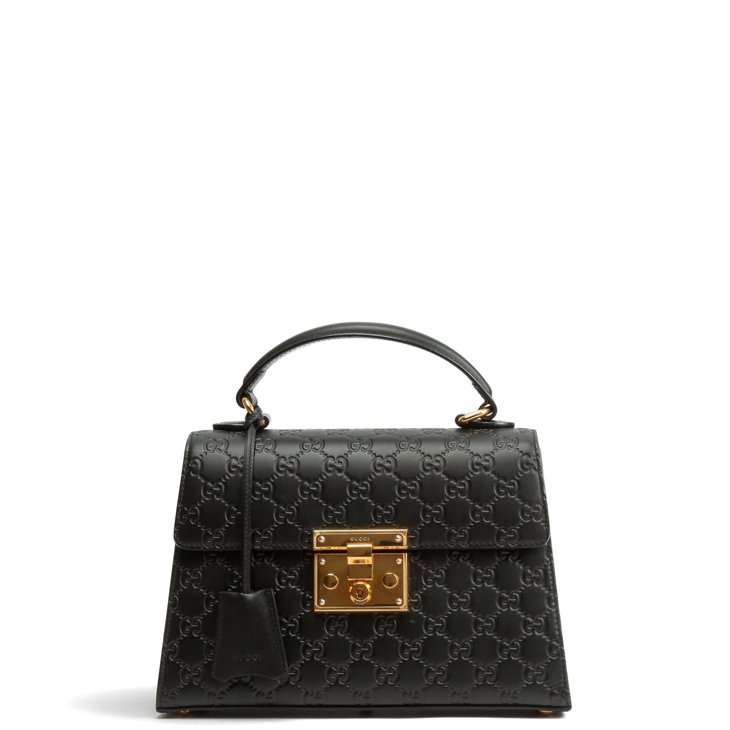 GUCCI Guccissima Top Handle Padlock Bag - Black