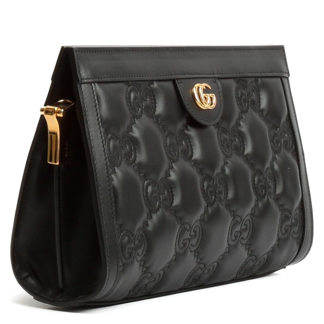 GUCCI GG Matelassé Small Clutch On Chain-Black