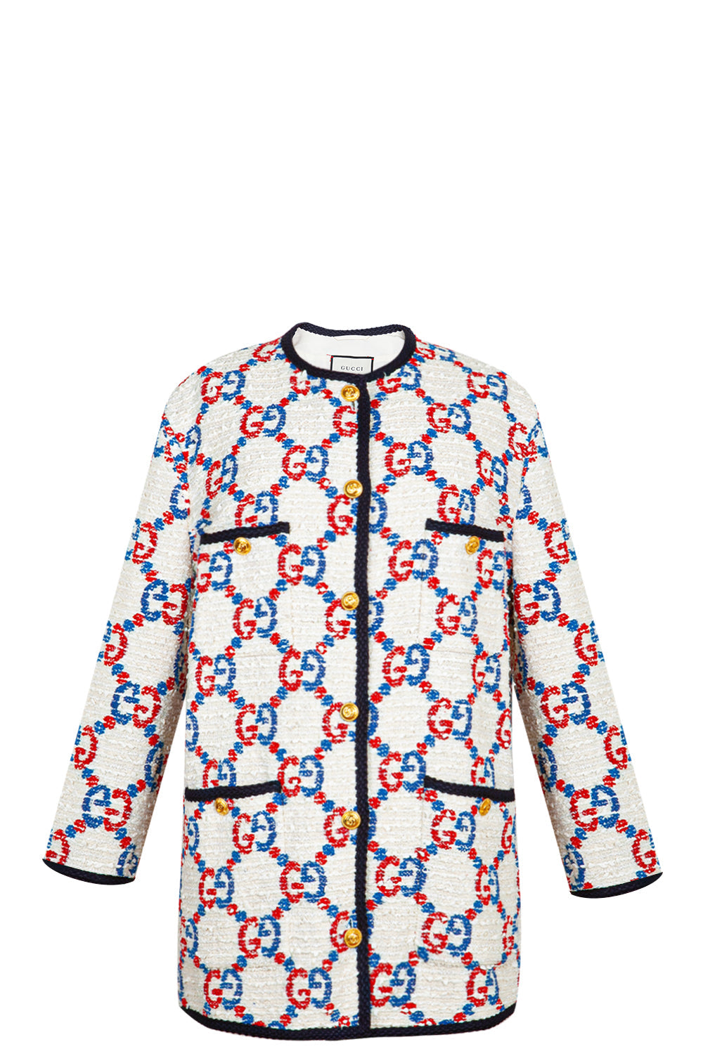 GUCCI Sylvie Tweed Jacket White Red Blue