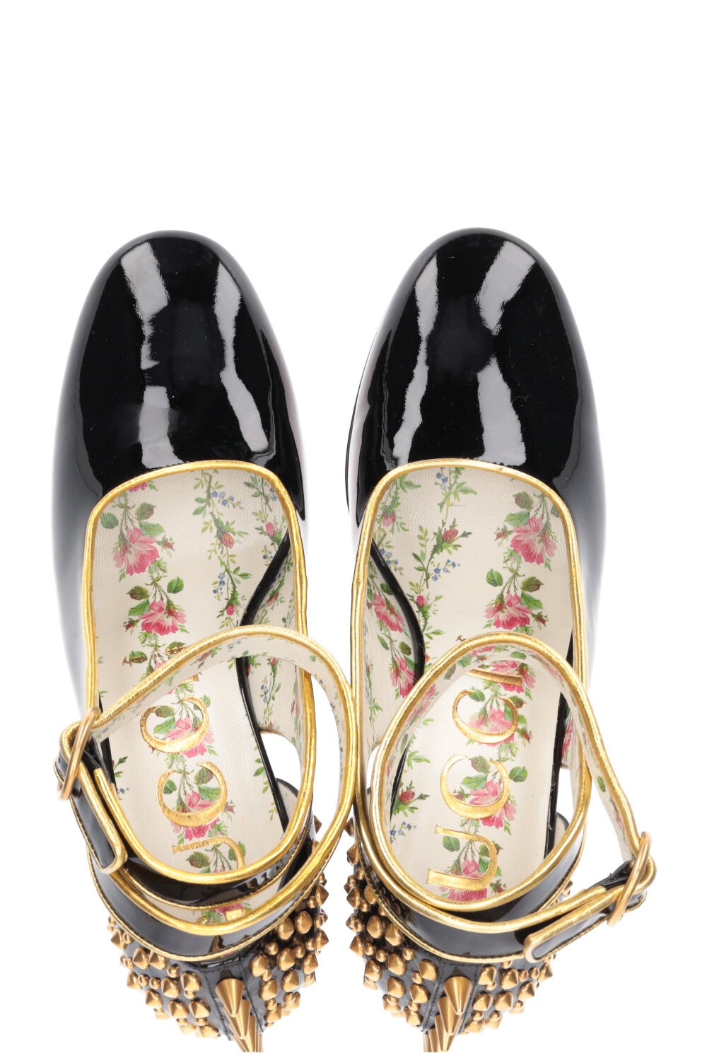 GUCCI Heels Patent Studs Crystals