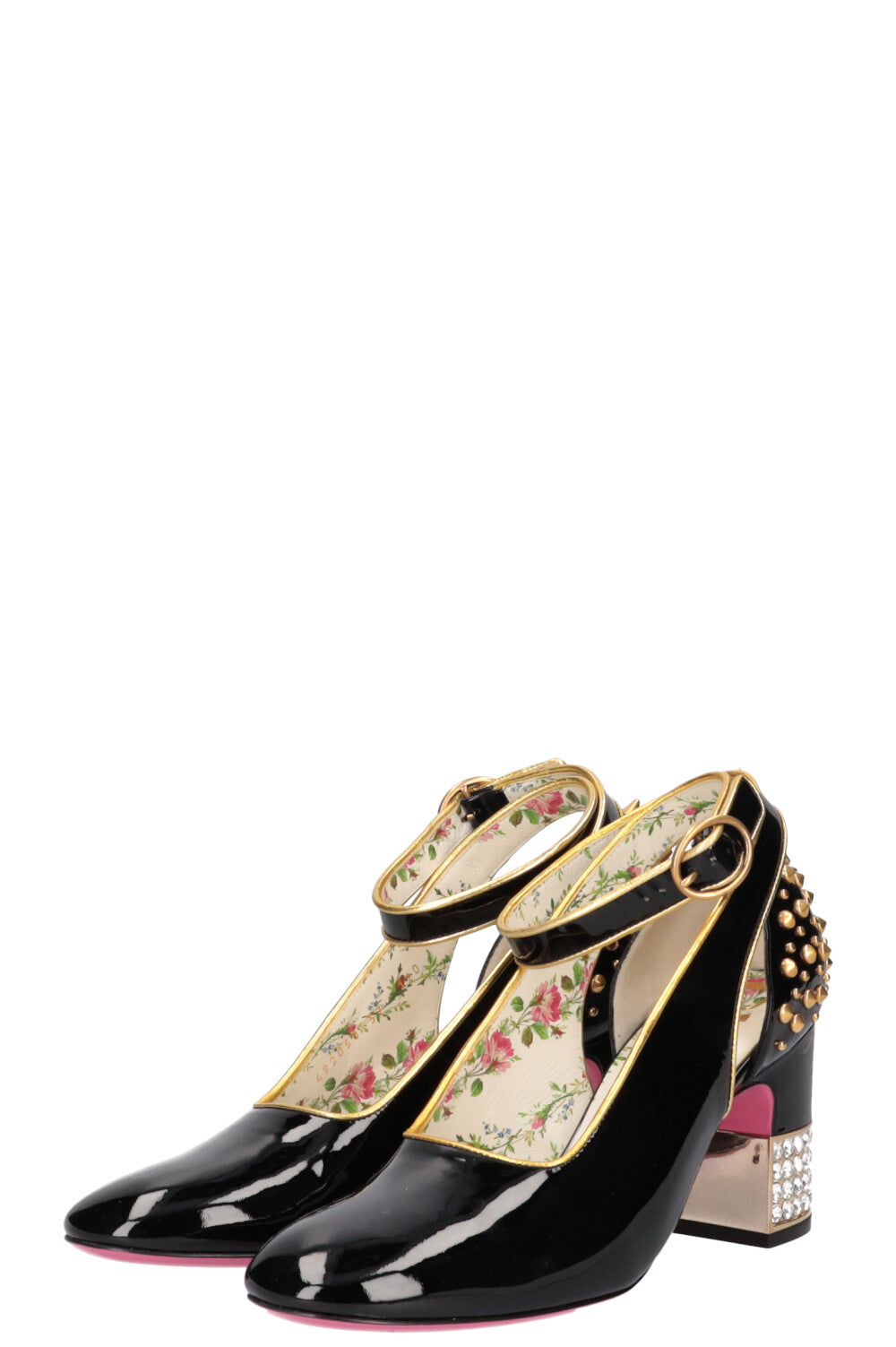 GUCCI Heels Patent Studs Crystals