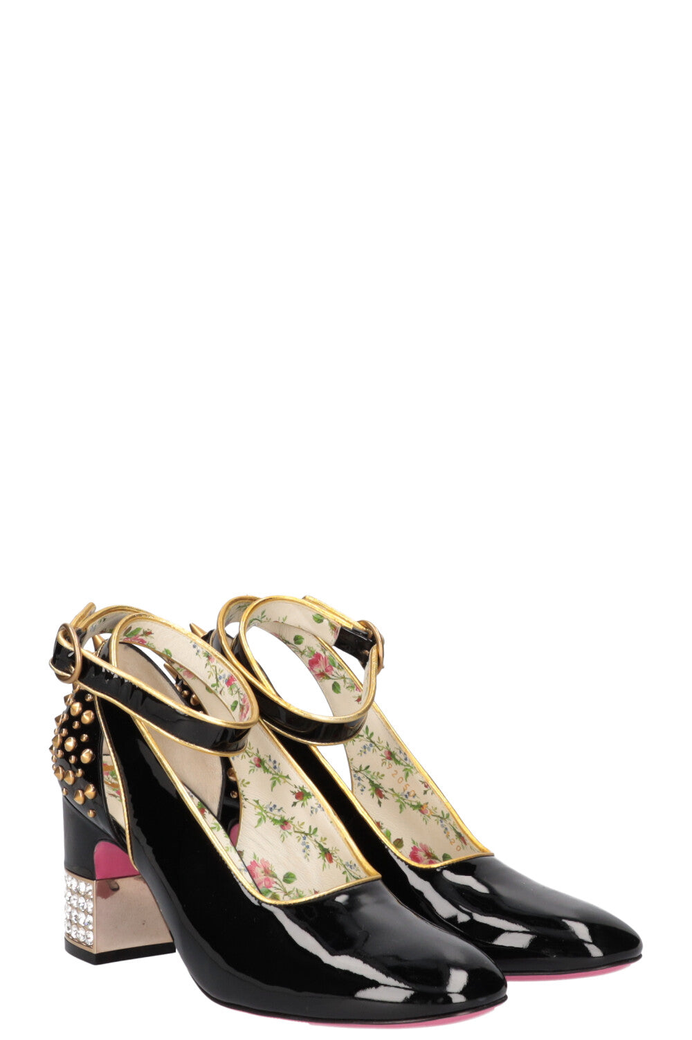 GUCCI Heels Patent Studs Crystals