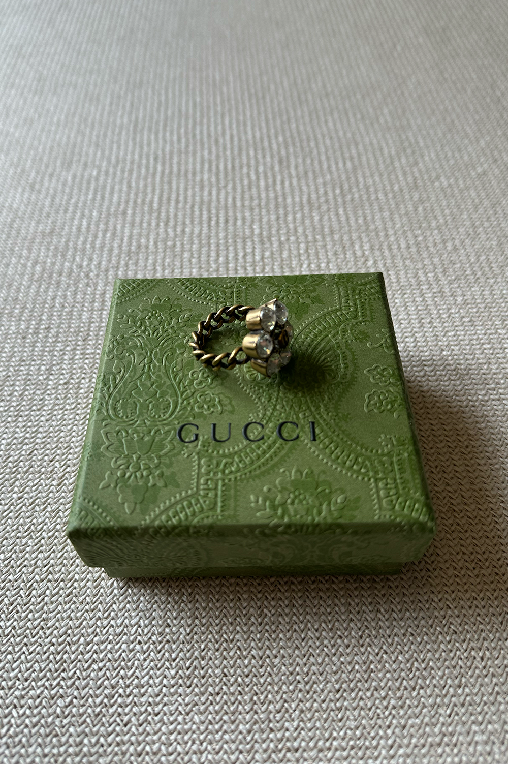 GUCCI Crystal GG Flower Ring