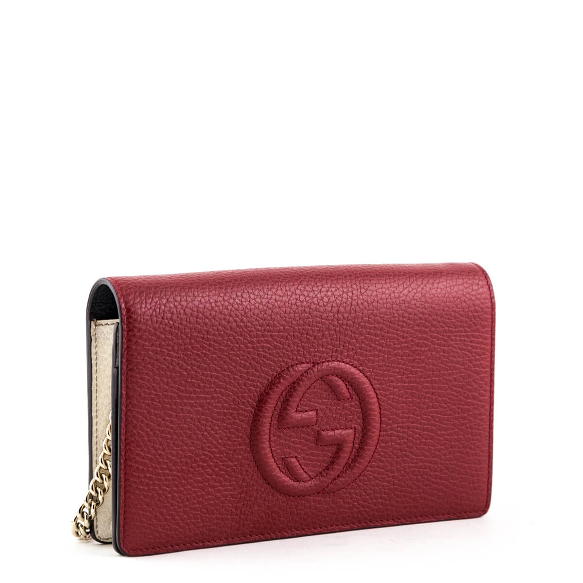 Gucci Tri-color Pebbled Calfskin Soho Wallet on Chain