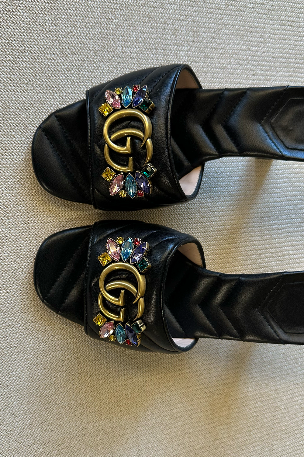 GUCCI Marmont Crystals Heels Black
