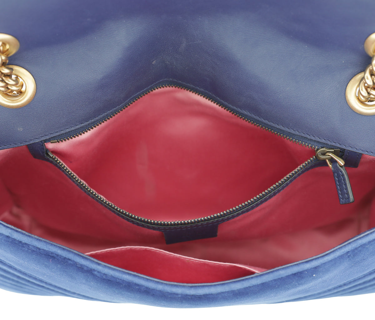 Gucci Blue Velvet GG Marmont Medium Bag