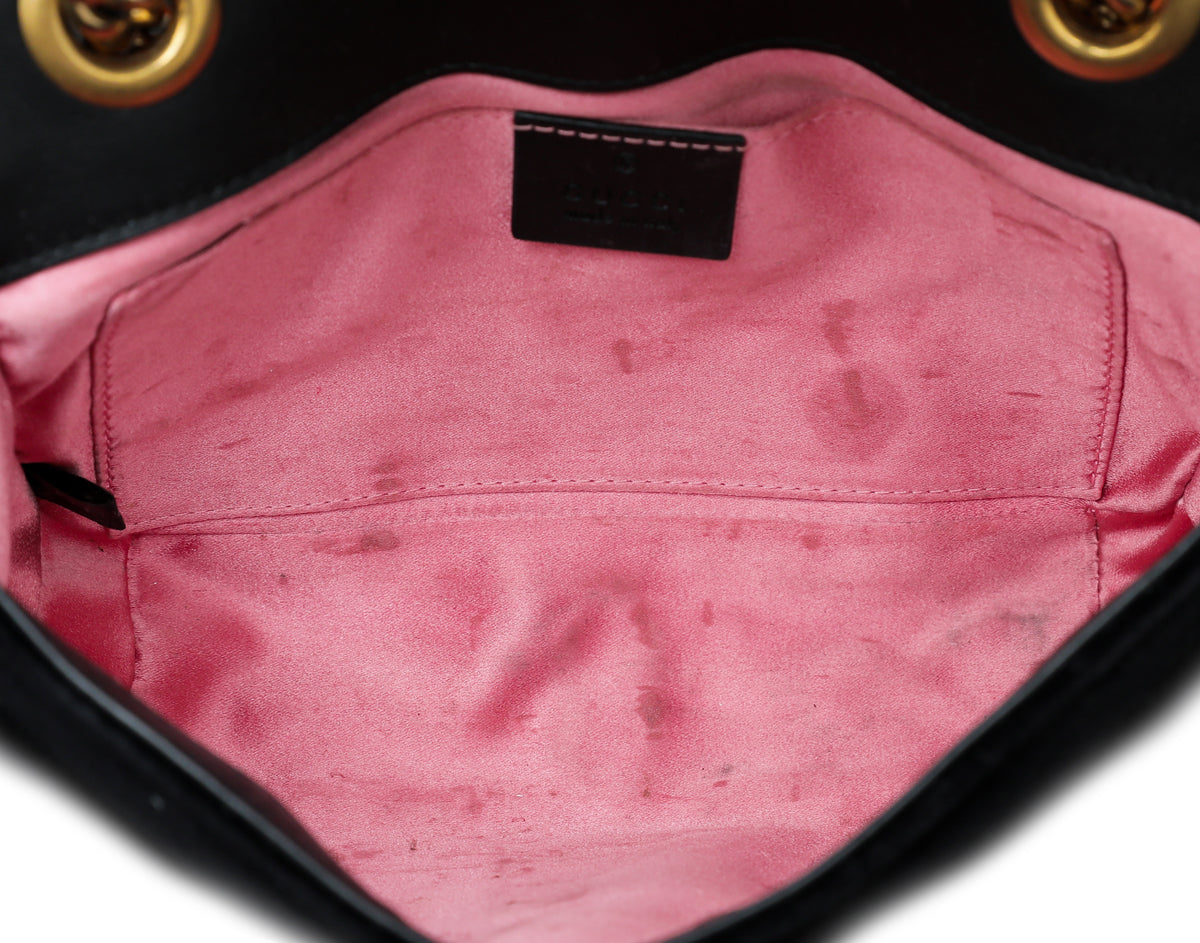 Gucci Black Velvet GG Marmont Mini Bag