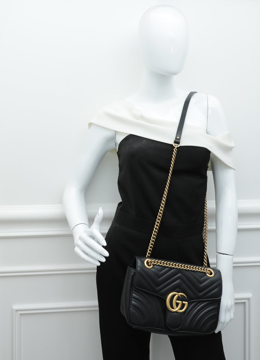 Gucci Black GG Marmont Small Flap Bag