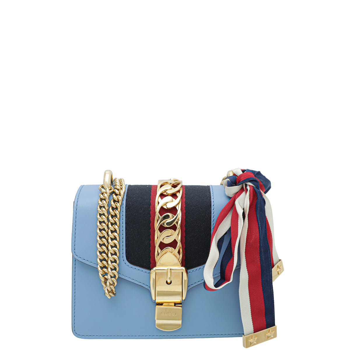 Gucci Blue Sylvie Mini Chain Flap Bag