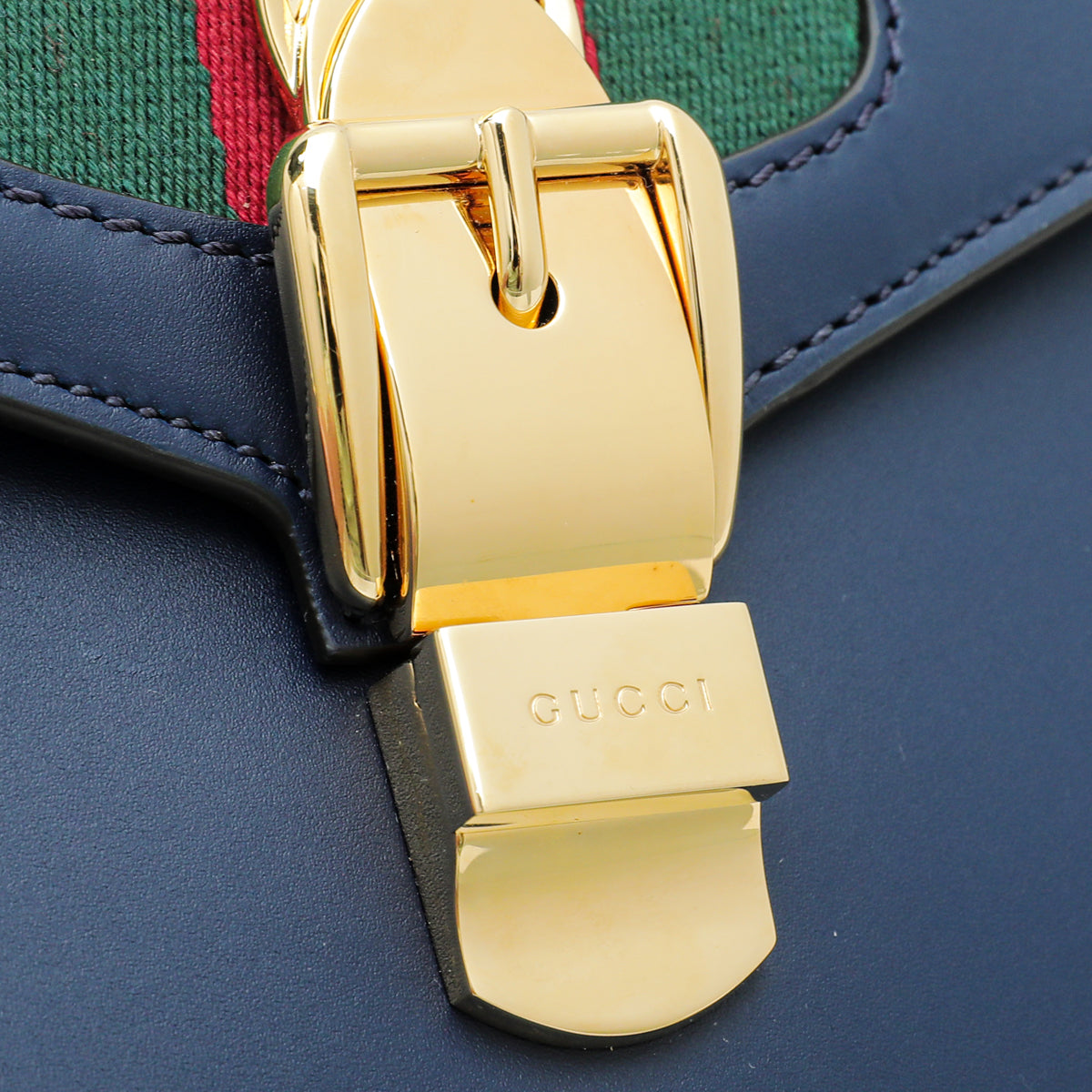 Gucci Navy Blue Sylvie Mini Top Handle Bag