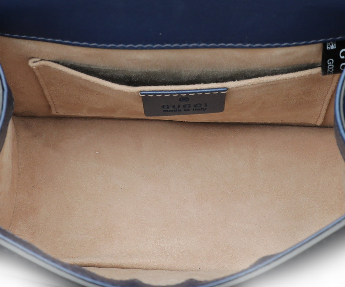 Gucci Navy Blue Sylvie Mini Top Handle Bag