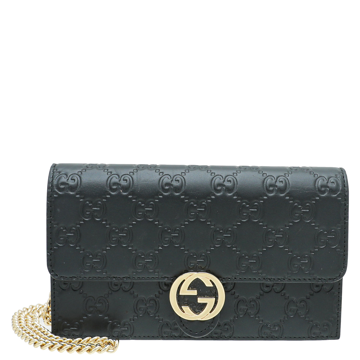 Gucci Black GG Signature Chain Wallet