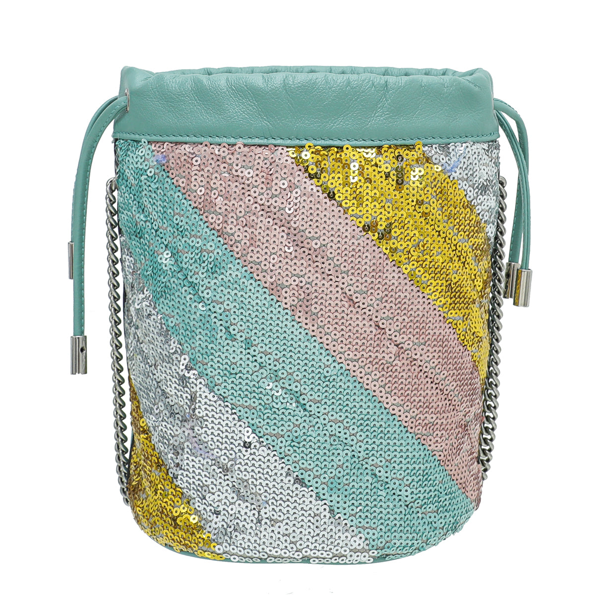 Gucci Mint Green GG Marmont Mini Sequin Bucket Bag