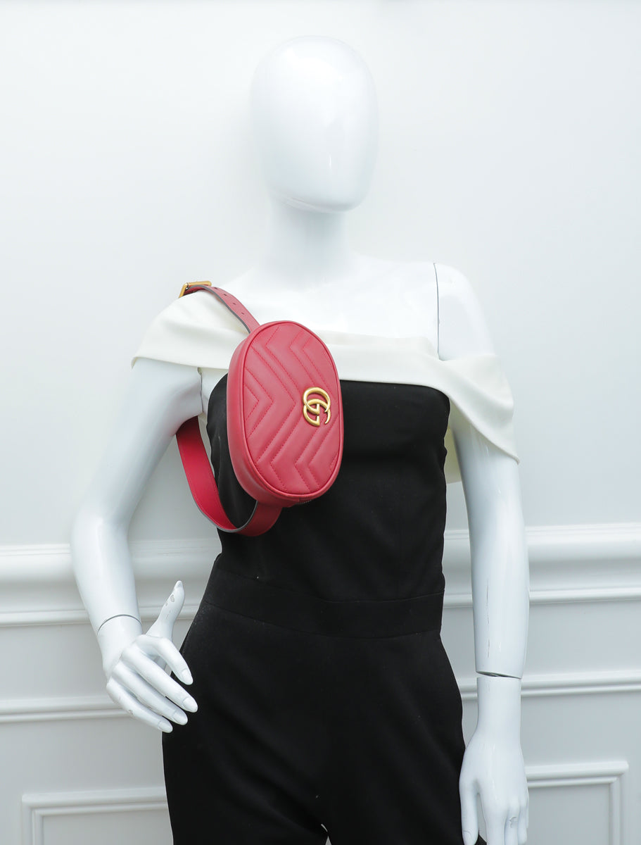 Gucci Red GG Marmont Mini Belt Bag