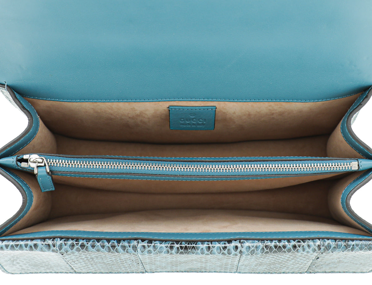 Gucci Marine Blue Python Crystal Embellished "Blind for Love" Dionysus Bag