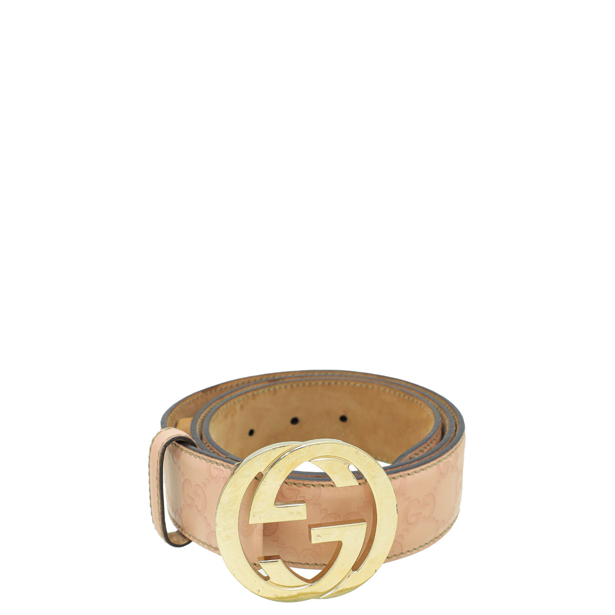 Gucci Pink Guccissima Interlocking G Buckle Belt 36