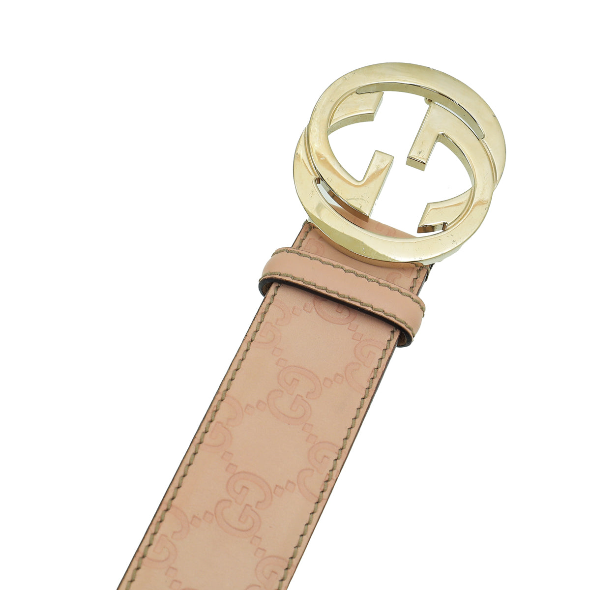 Gucci Pink Guccissima Interlocking G Buckle Belt 36