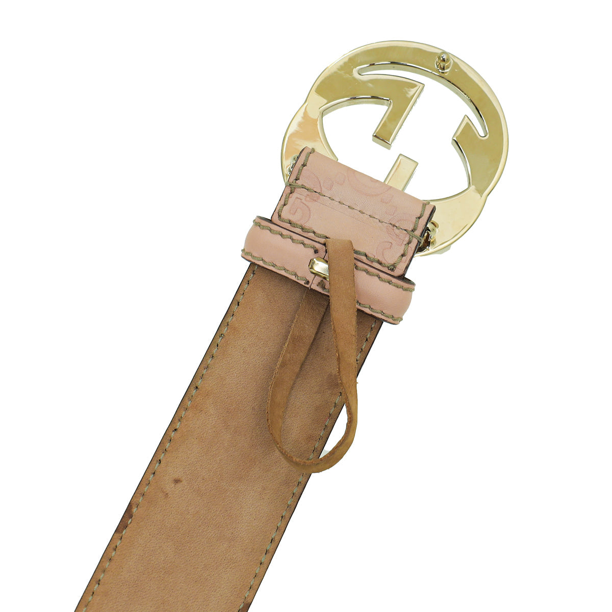 Gucci Pink Guccissima Interlocking G Buckle Belt 36