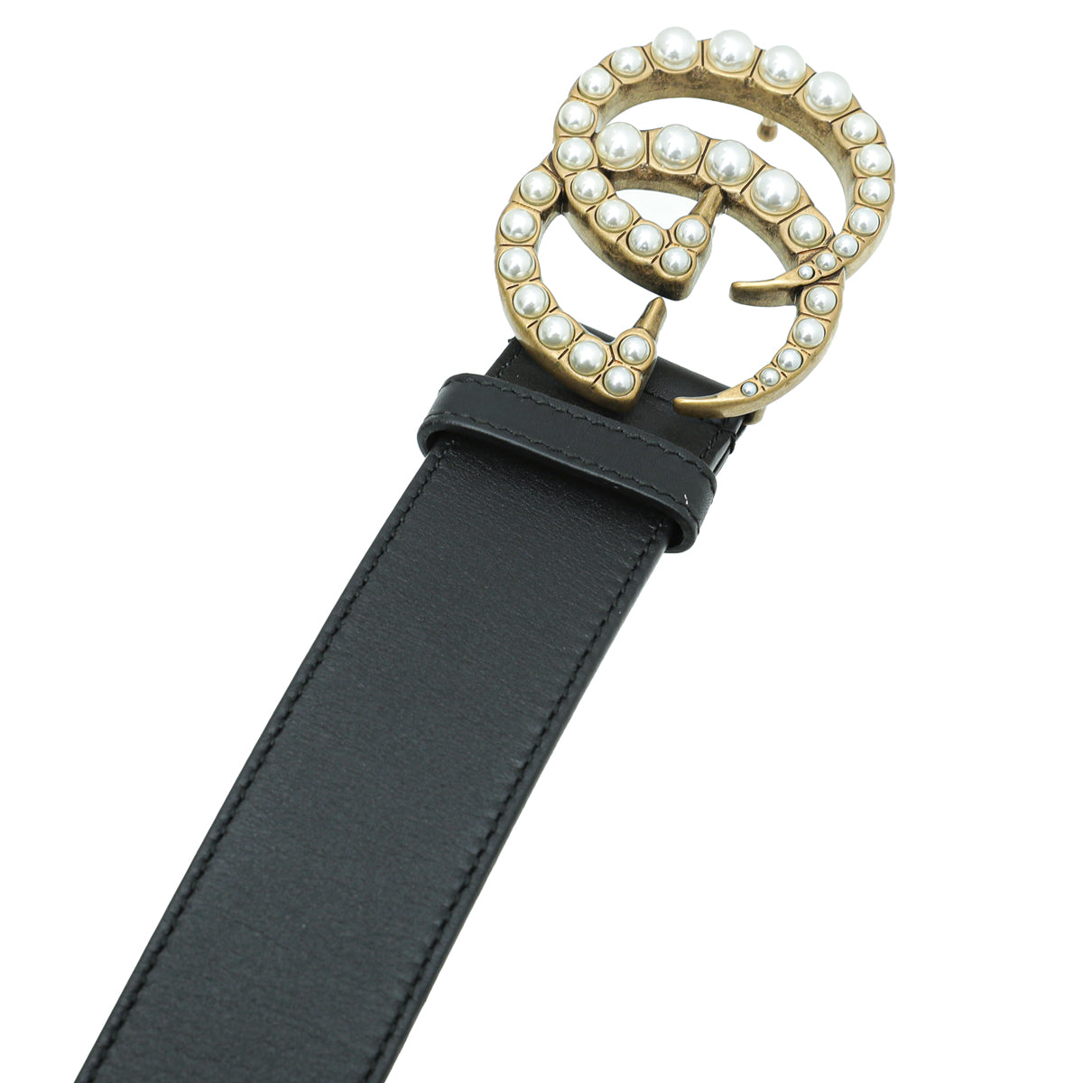 Gucci Black Pearl Double G Belt 34