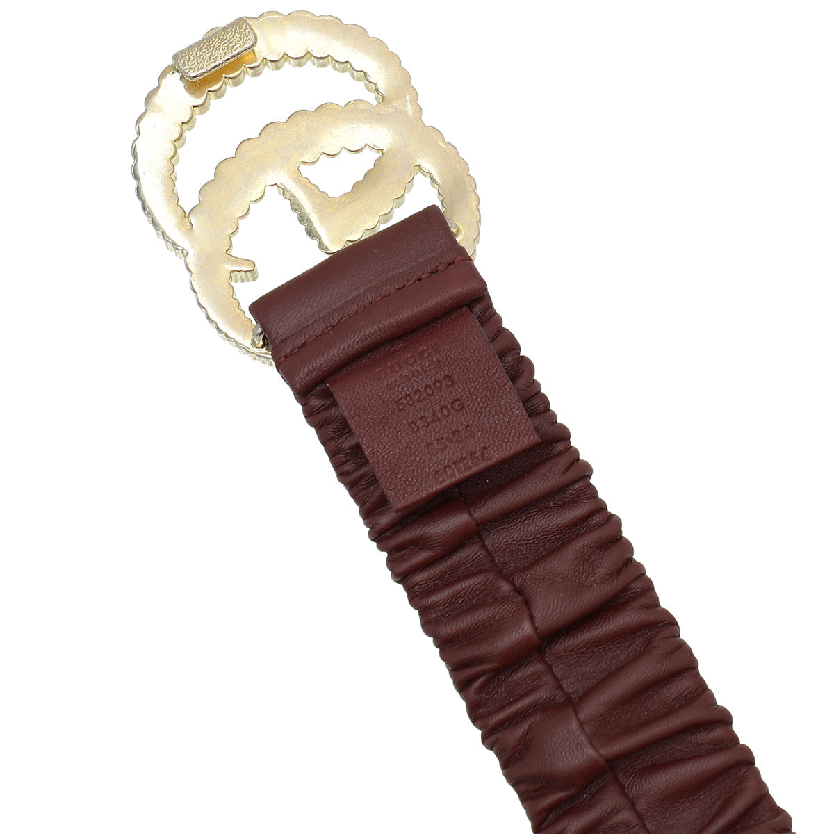 Gucci Burgundy GG Torchon Buckle Elasticized 40mm Belt 34