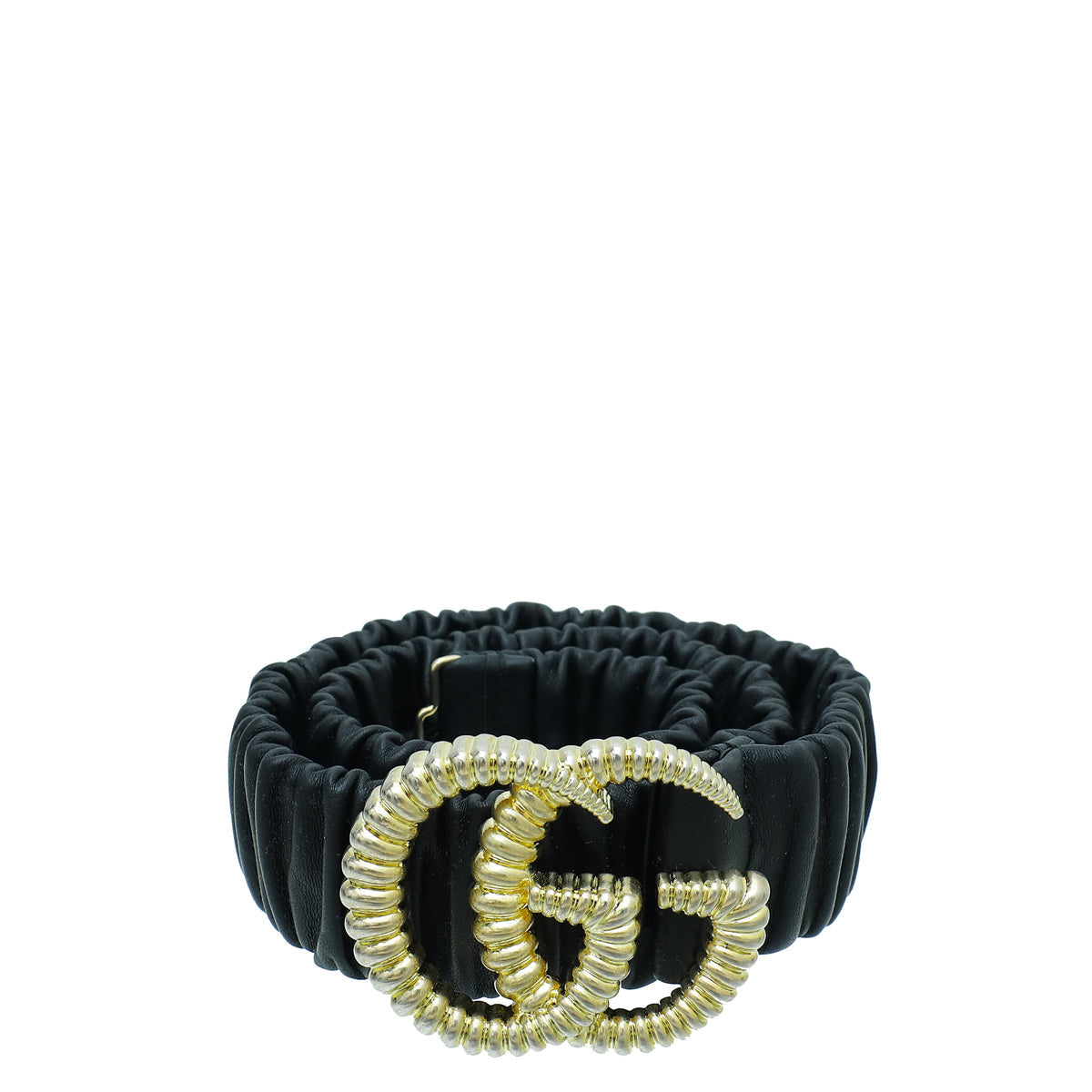 Gucci Black GG Torchon Buckle Elasticized Belt 34