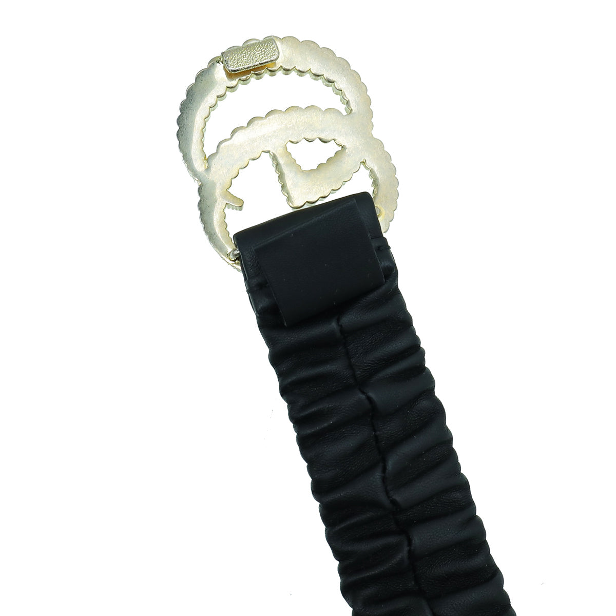 Gucci Black GG Torchon Buckle Elasticized Belt 34