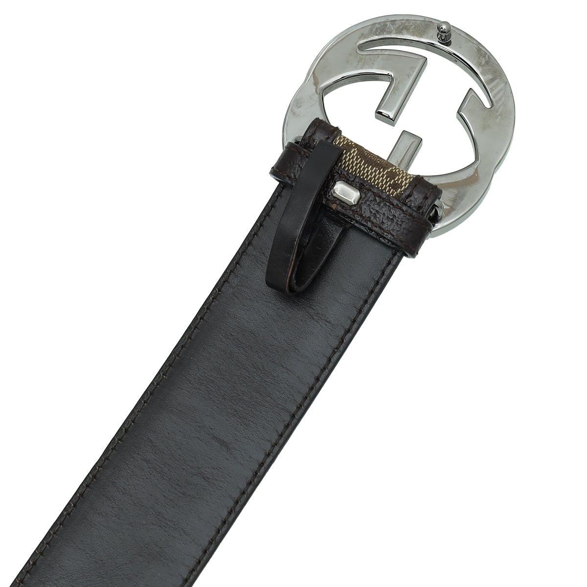 Gucci Bicolor Interlocking G Buckle GG Belt 36