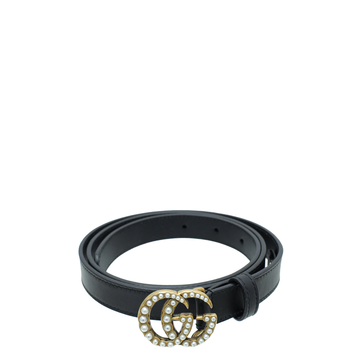 Gucci Black Double G Pearl 20mm Belt 34