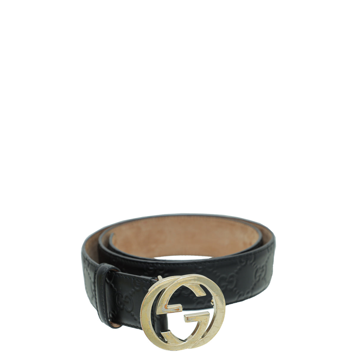 Gucci Black Guccissima Interlocking G Buckle Belt 34
