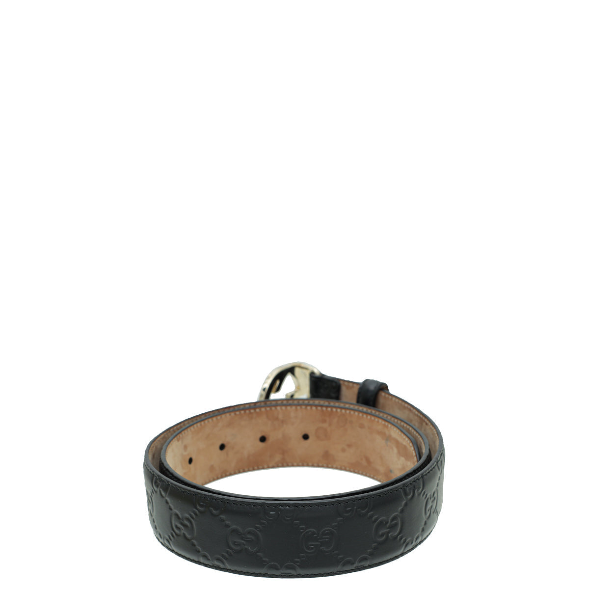 Gucci Black Guccissima Interlocking G Buckle Belt 34