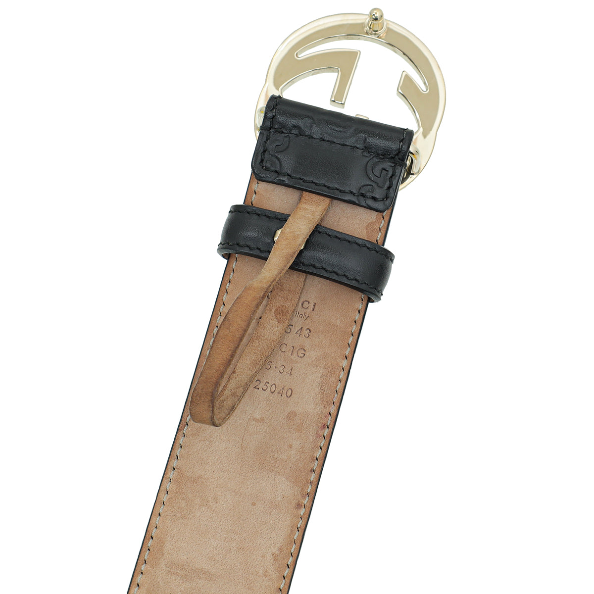 Gucci Black Guccissima Interlocking G Buckle Belt 34