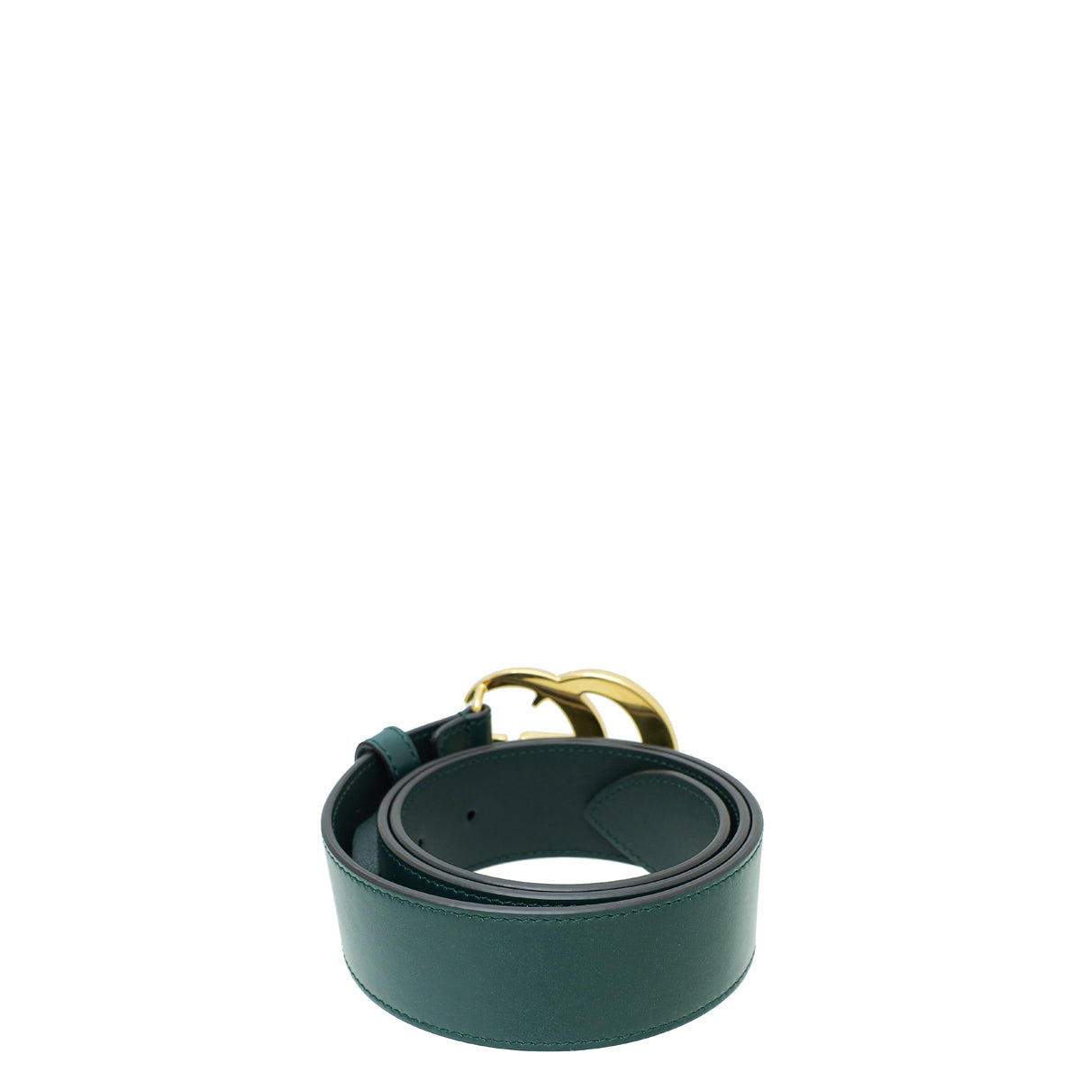 Gucci Green GG Marmont Leather Belt with Shiny Buckle 32