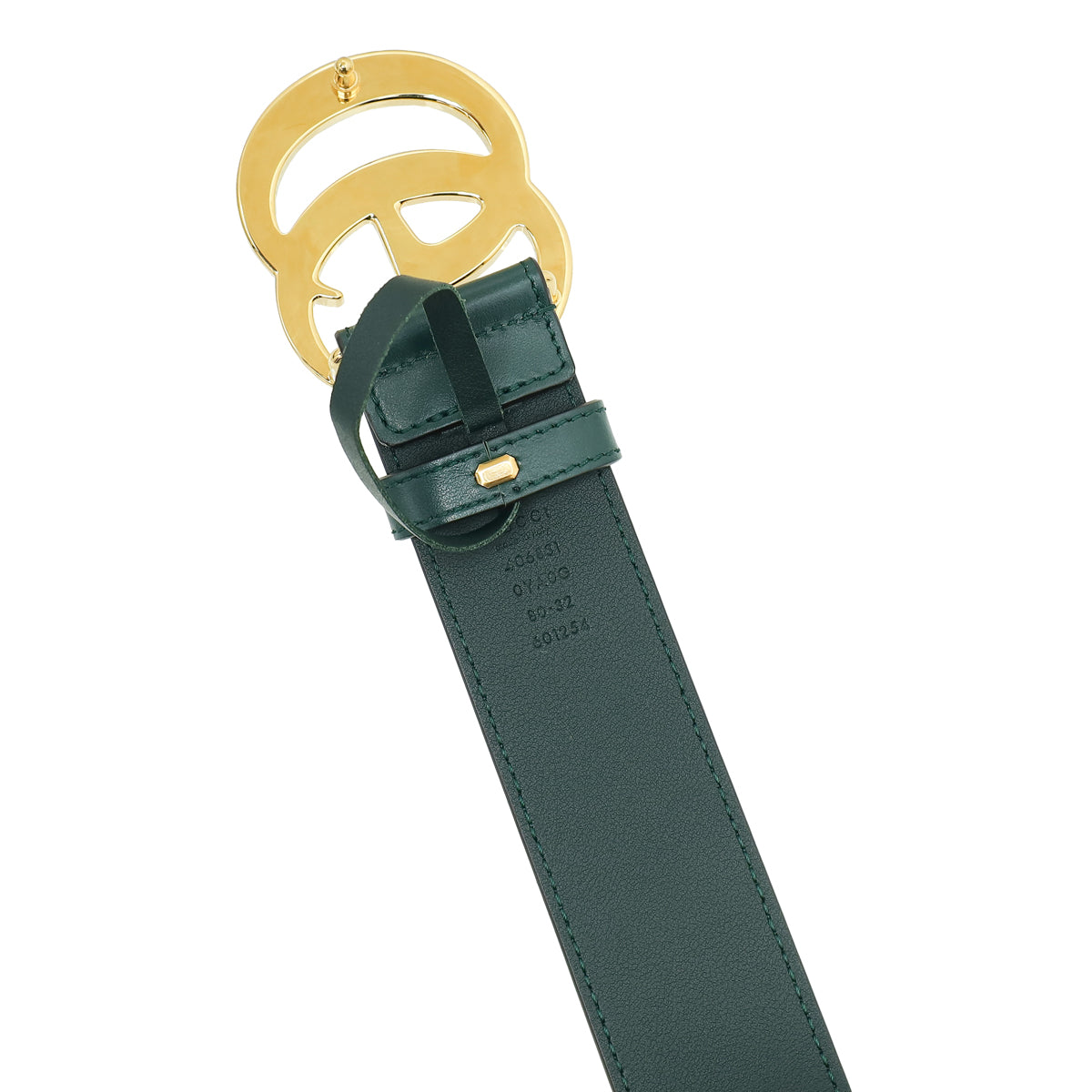 Gucci Green GG Marmont Leather Belt with Shiny Buckle 32