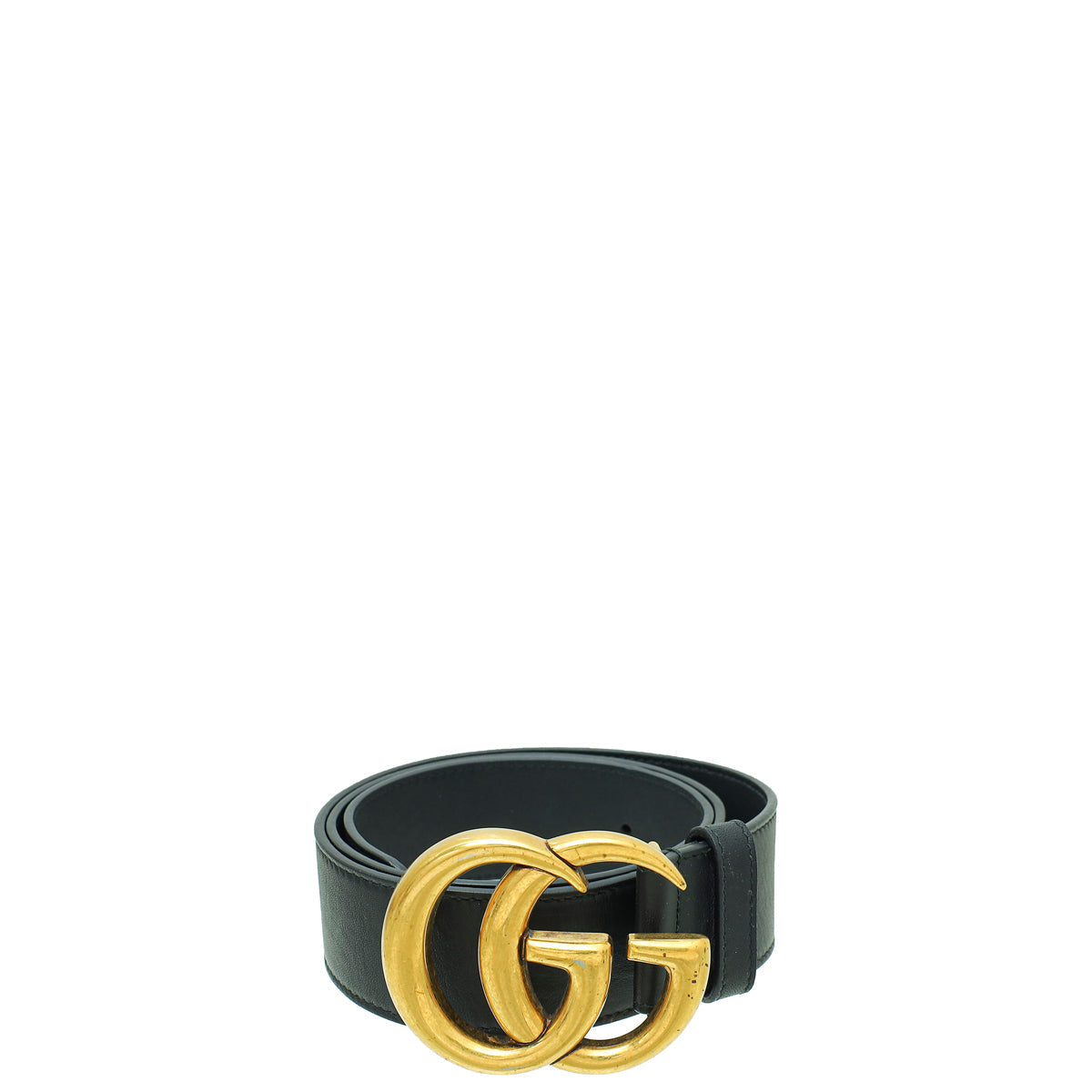Gucci Black Double G Buckle Leather 40mm Belt 30