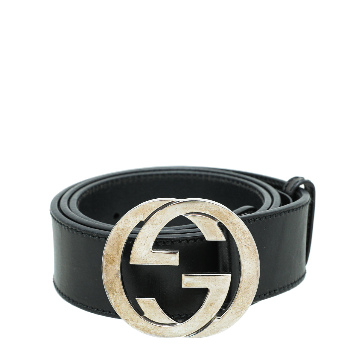 Gucci Black Double G Leather Belt 36