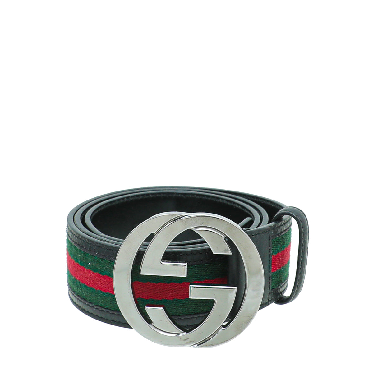 Gucci Black GG Buckle Web Belt 34