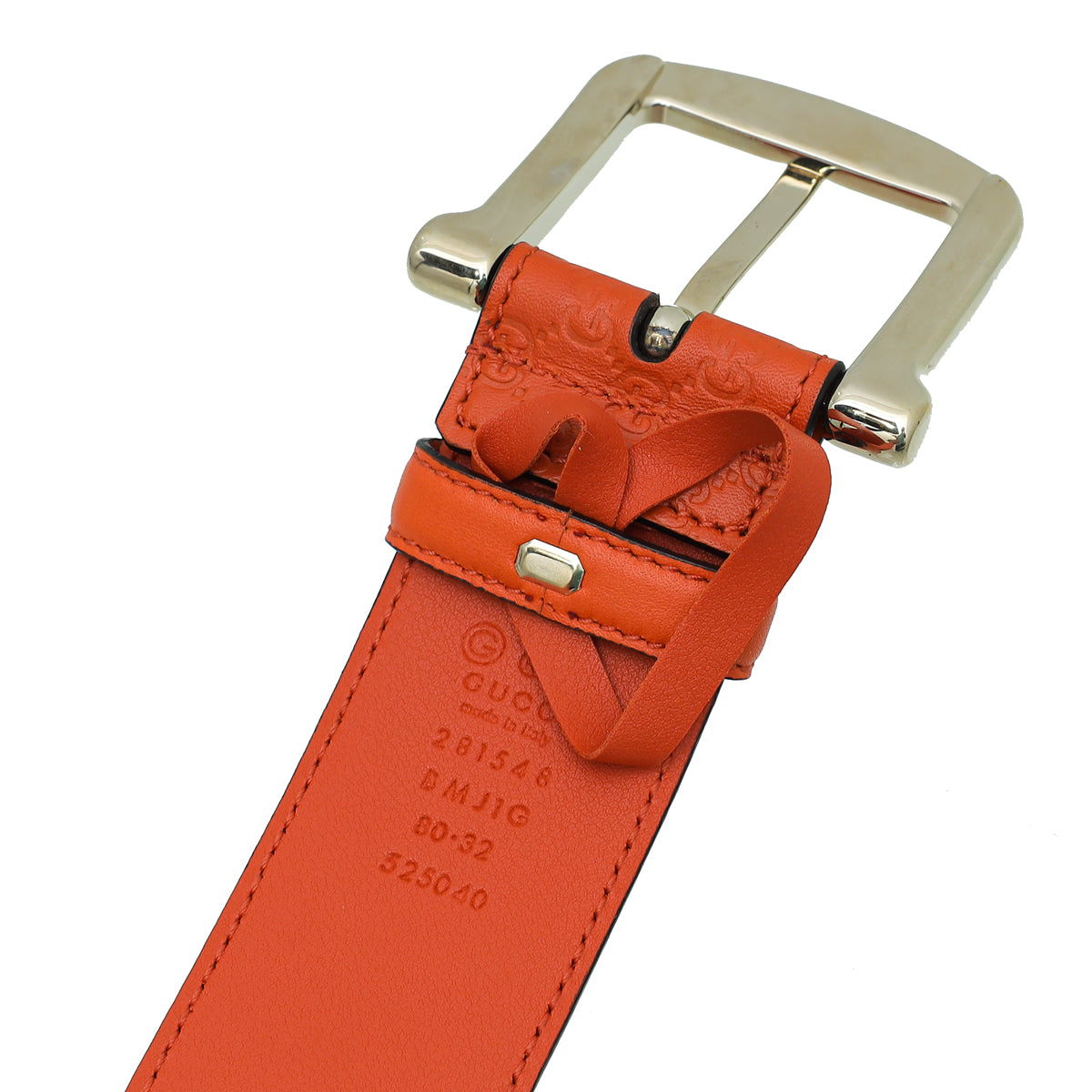 Gucci Orange GG Microguccissima Buckle Belt 32