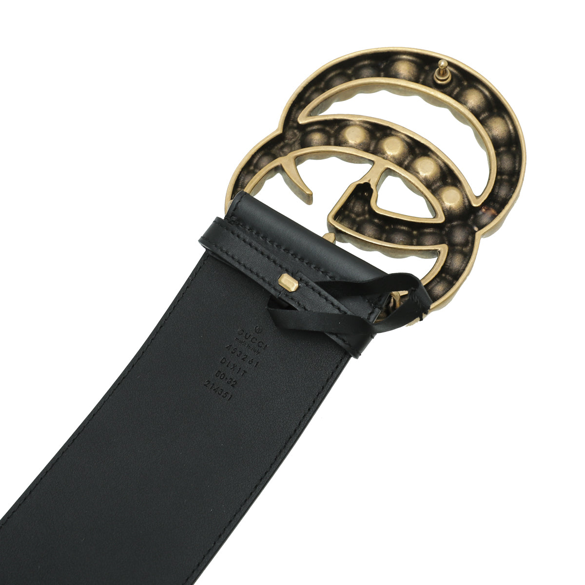 Gucci Black Double G Pearl Buckle Wide 70mm Belt 32