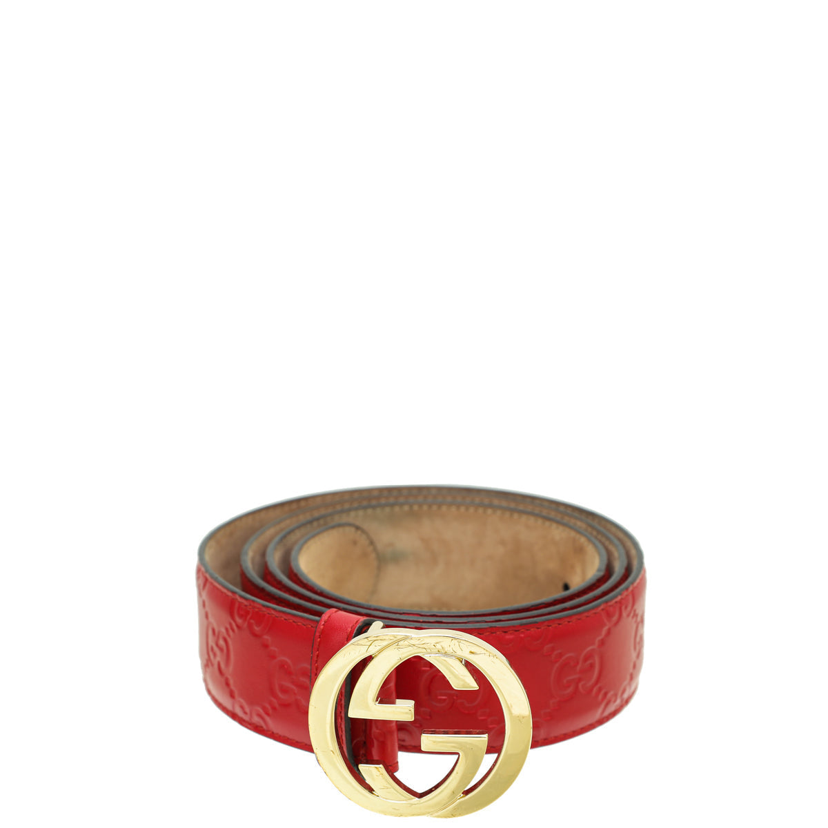 Gucci Red Guccissima Interlocking G Buckle Belt 38