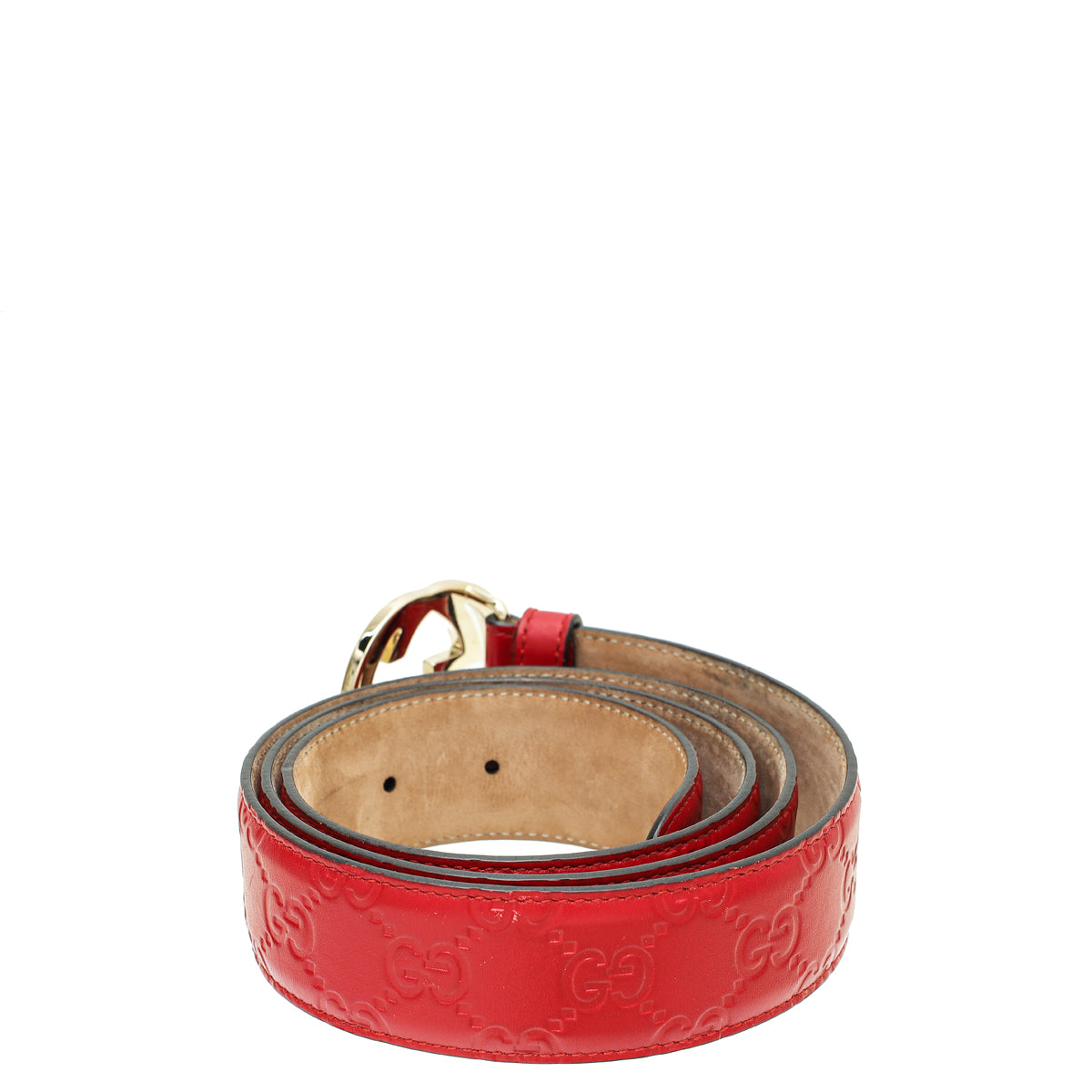 Gucci Red Guccissima Interlocking G Buckle Belt 38