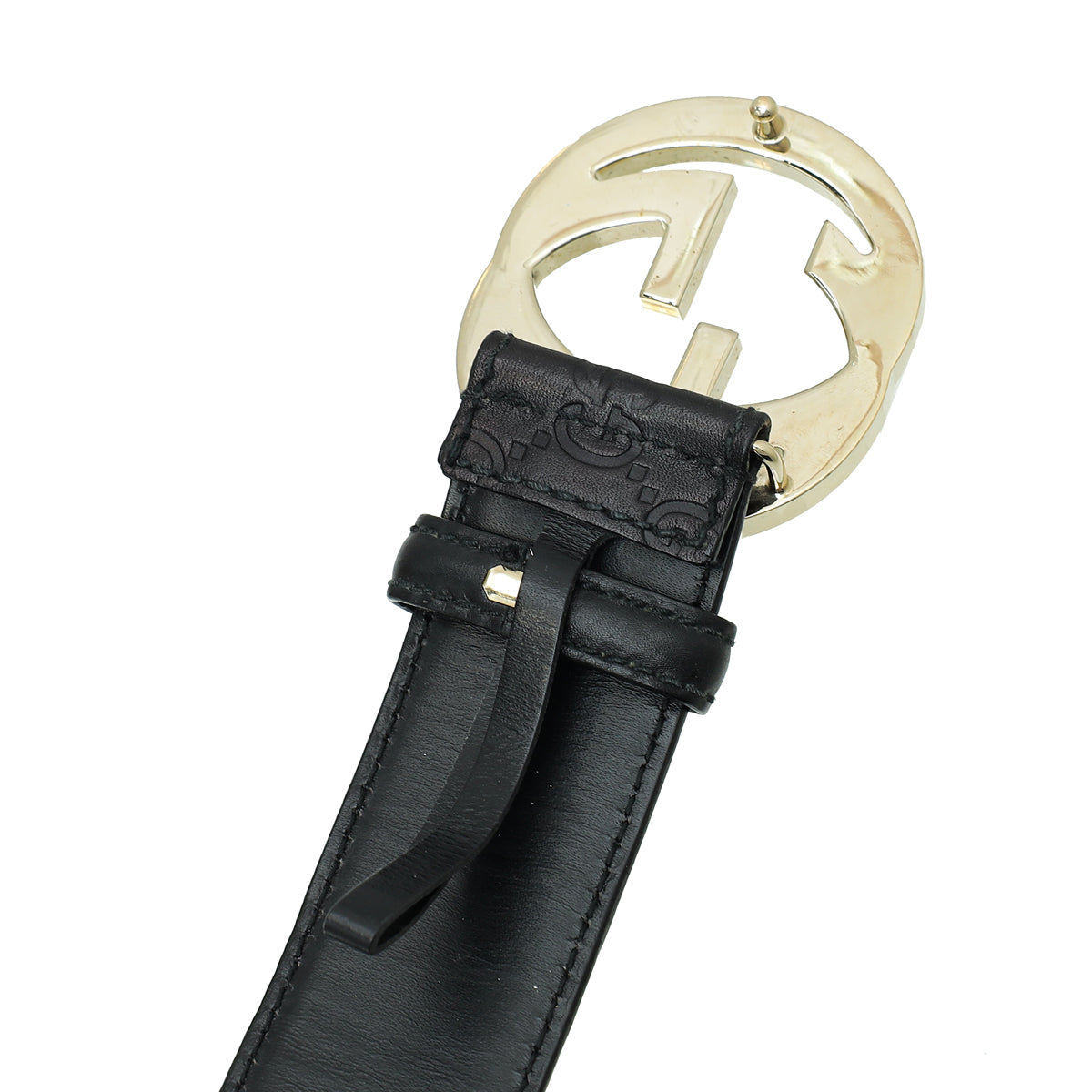 Gucci Black Guccissima Interlocking G Buckle Belt 38