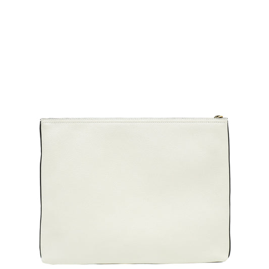 Gucci White Logo Portfolio Clutch