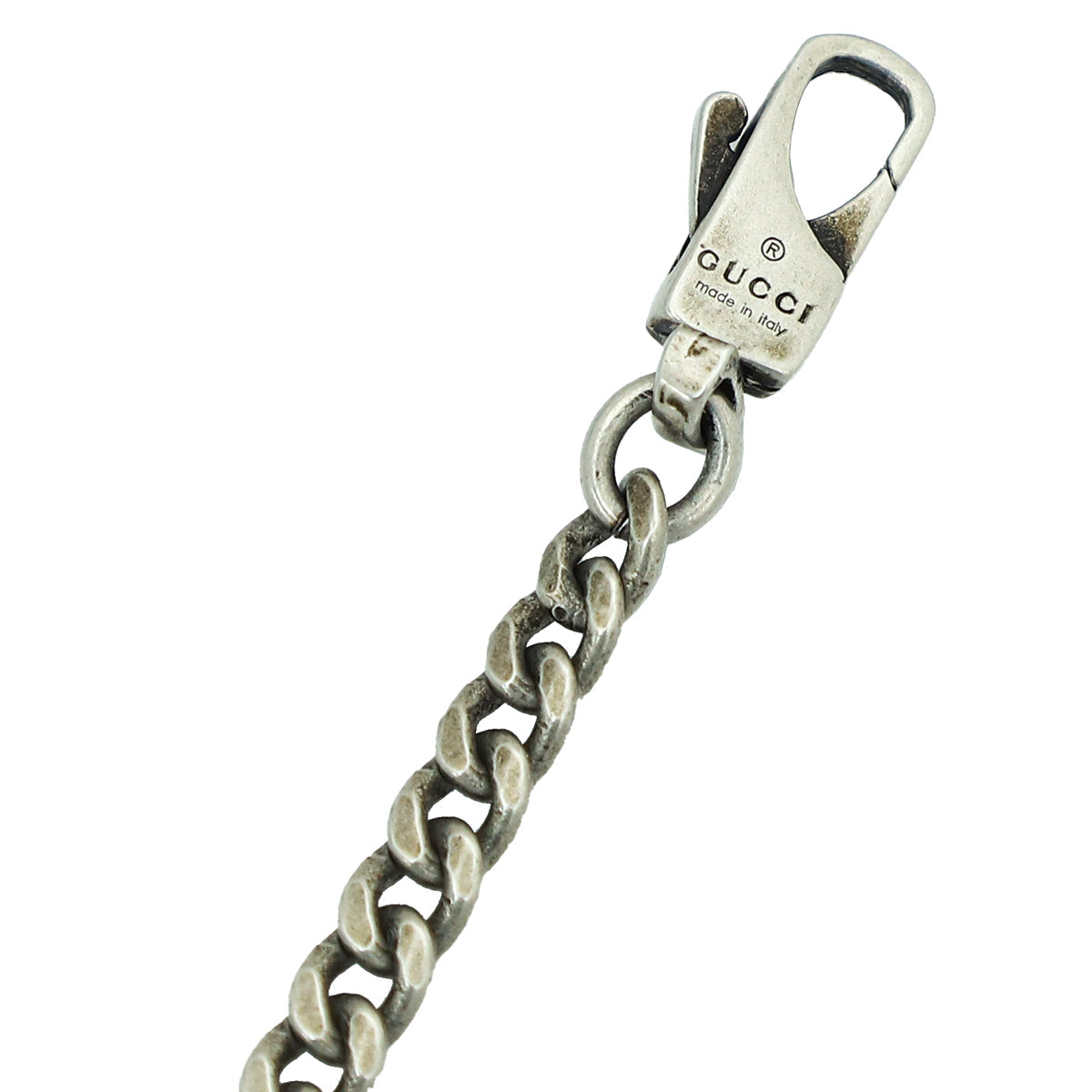 Gucci Silver Logo Enamel Pendant Necklace