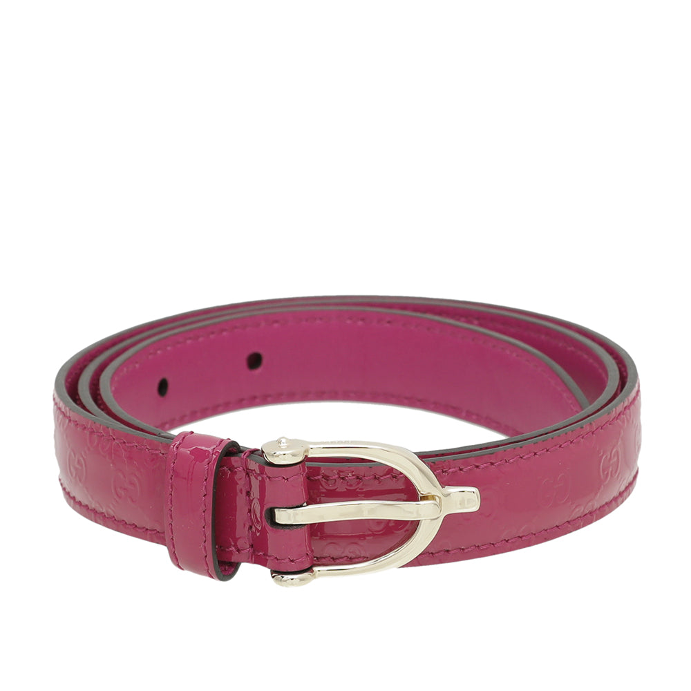 Gucci Red Violet Stirrup Buckle Belt 30