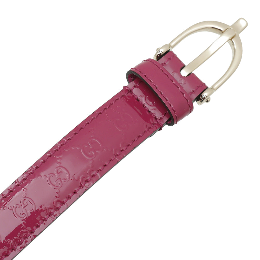 Gucci Red Violet Stirrup Buckle Belt 30
